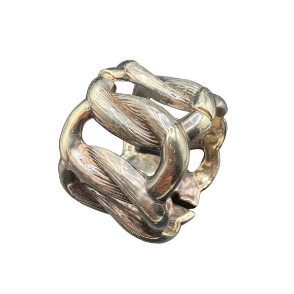 Brian Bergner Bracelet Sterling Silver Statement Hinged Modernist Bangle Signed